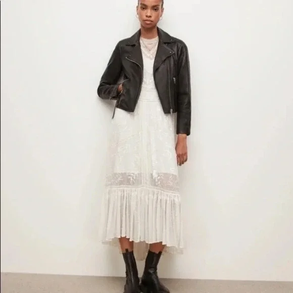 NEW ALL SAINTS DALBY LEATHER BIKER JACKET SIZE 10 B2070 - Picture 1 of 6